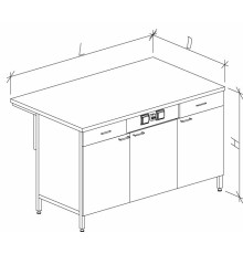 Стол-тумба большой с дверками с ящиками и розетками 1500/900 СТЛд-М с/я.р.