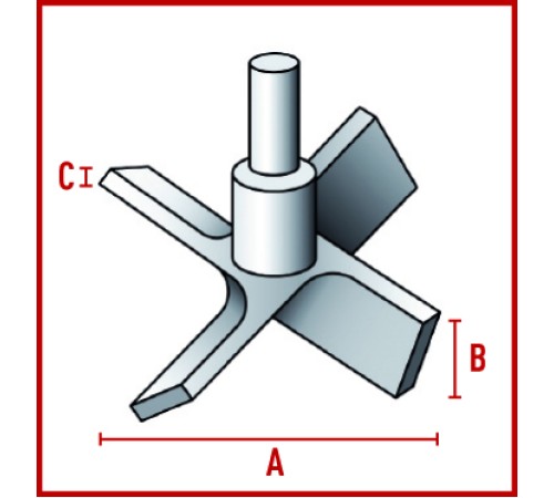 Перемешивающий элемент Bohlender пропеллерный, 4 лопасти, длина 1000 мм, 200 х 25 х 8 мм, PTFE (Артикул C 484-50)